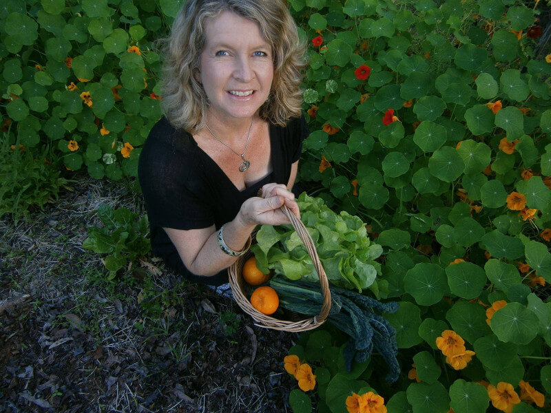 Kerrie Anderson in nasturtium field