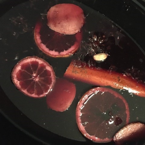 Mulled wine in a pot
