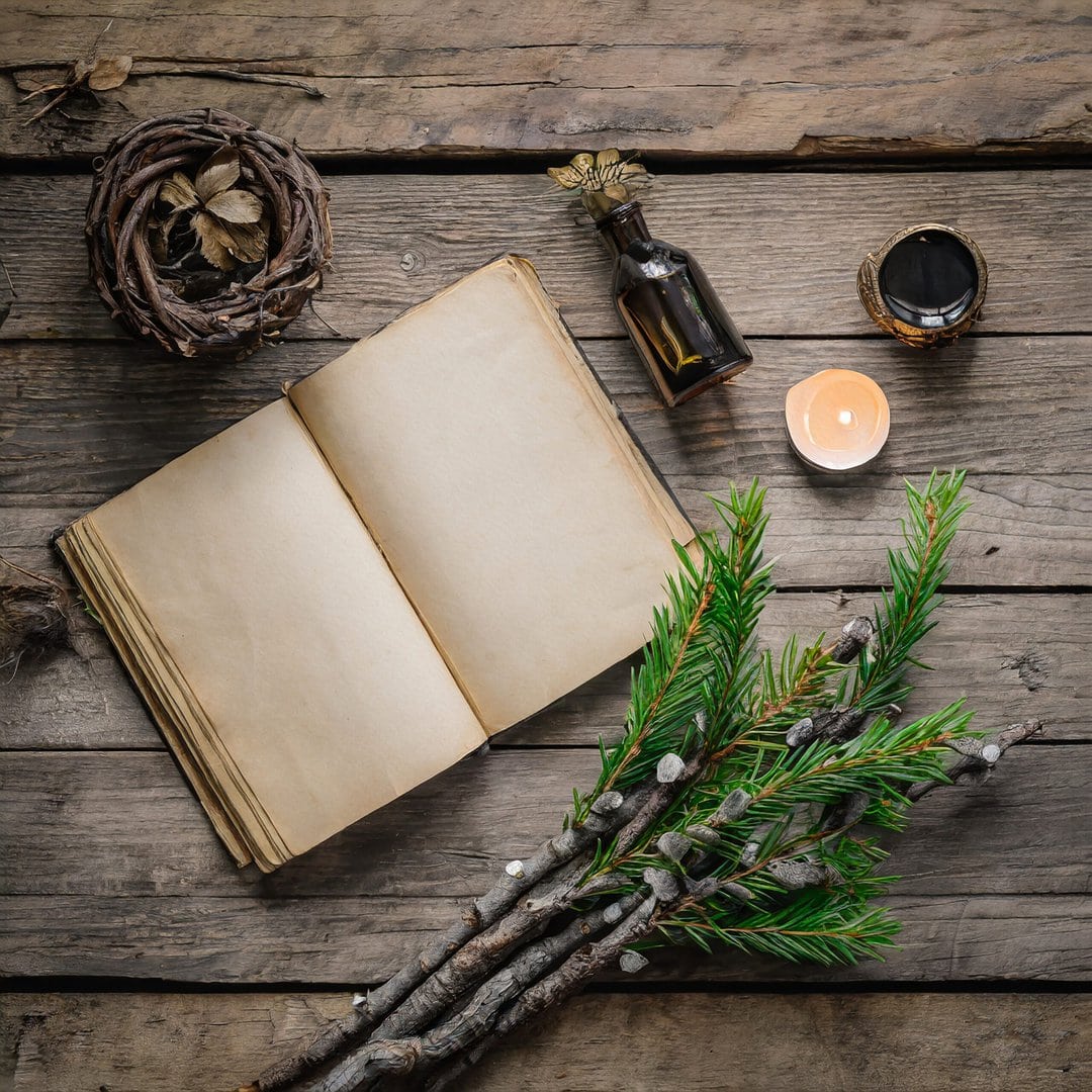 herbs and a book